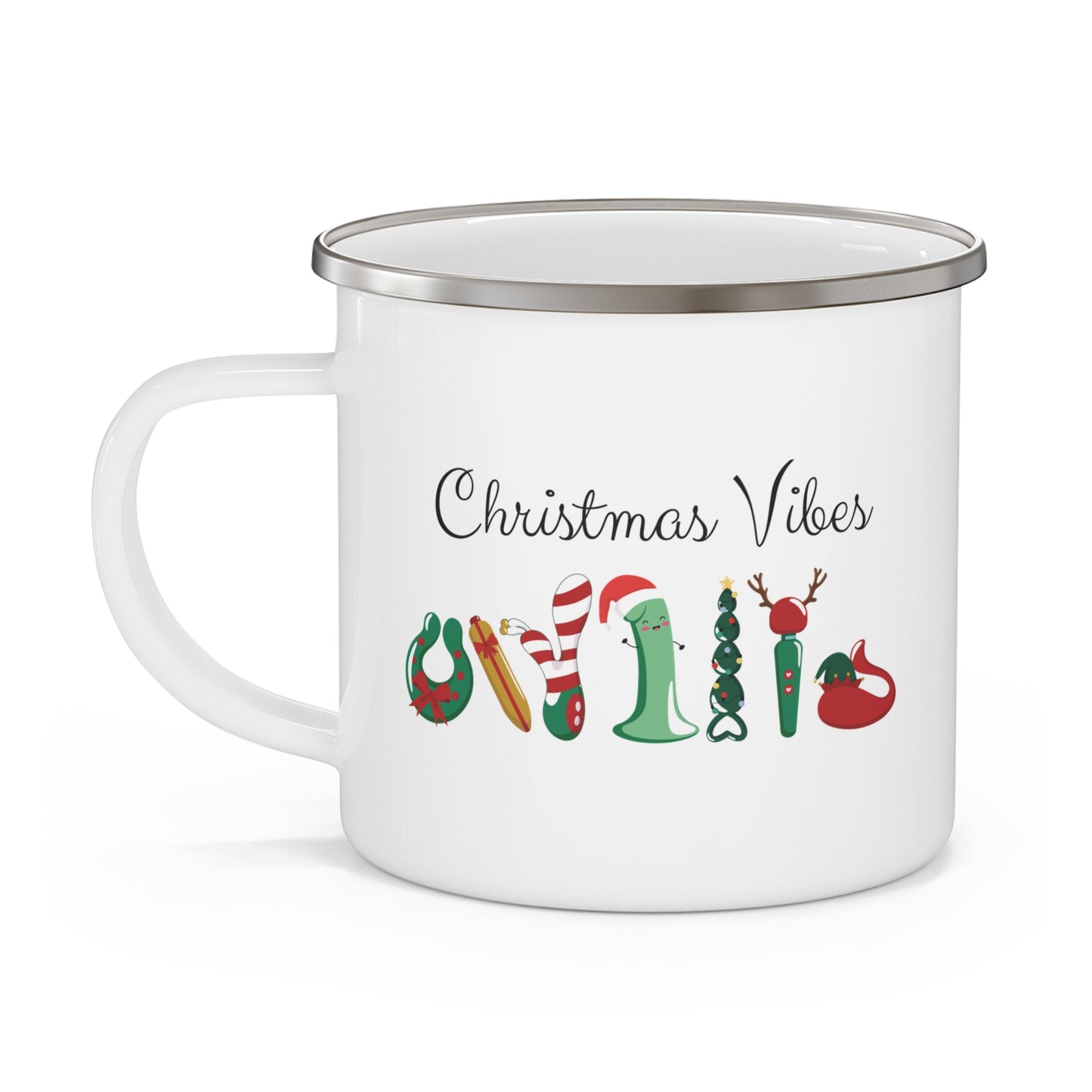 Christmas Vibes Enamel Camping Mug
