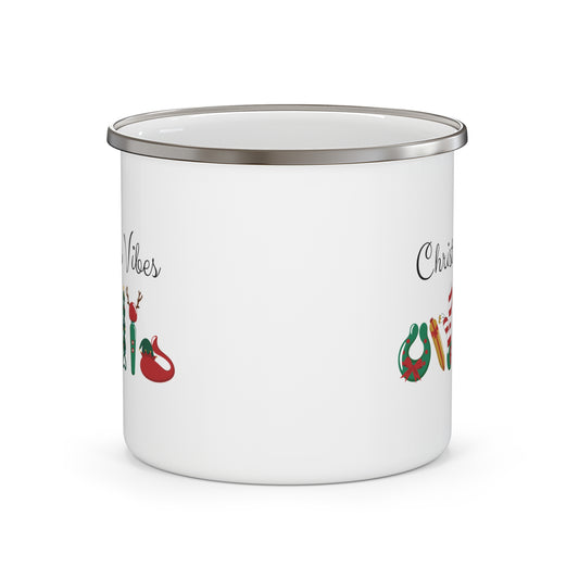 Christmas Vibes Enamel Camping Mug