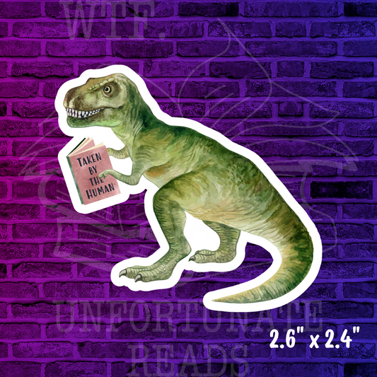 Dino Reading Human Book Sticker