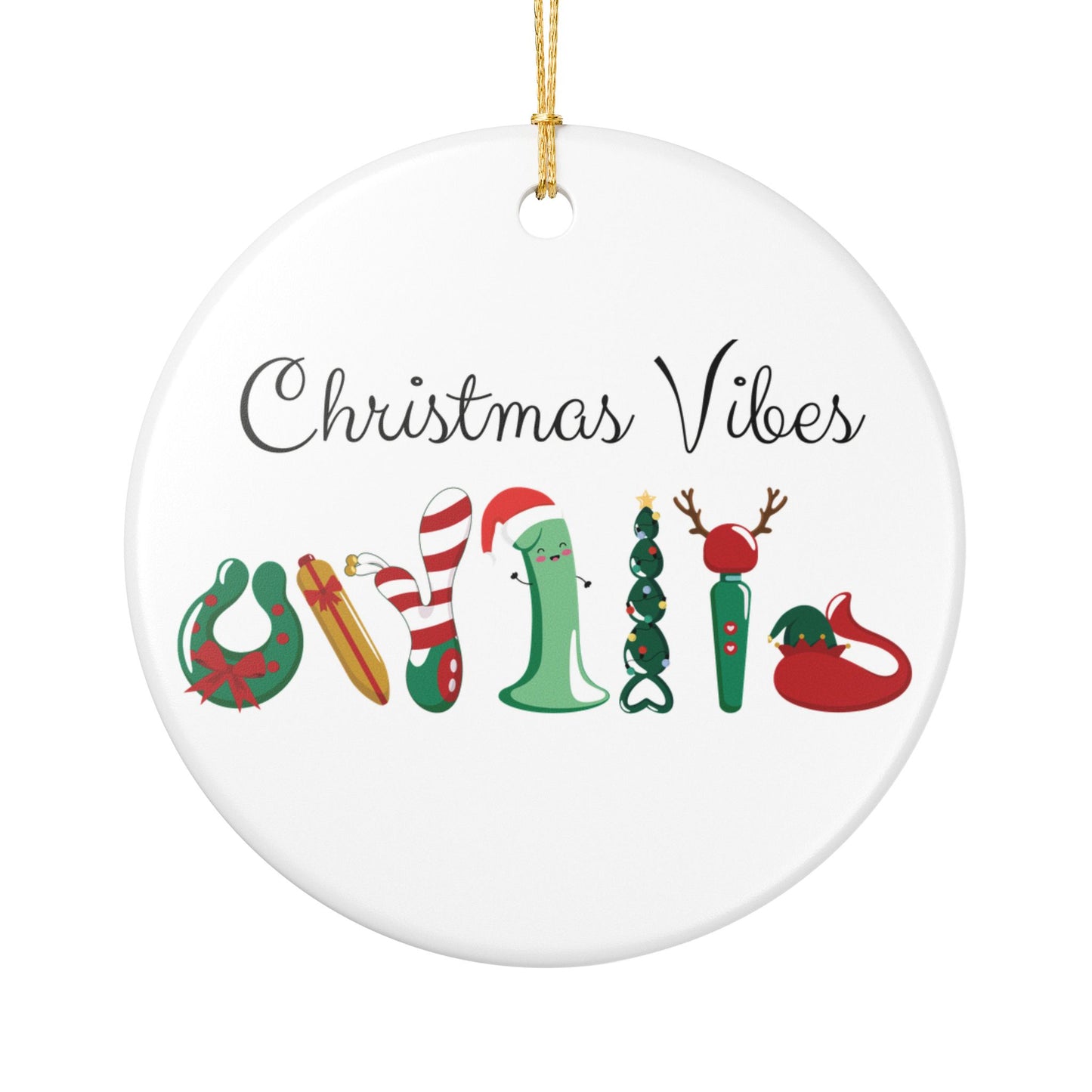 Christmas Vibes Ceramic Ornament
