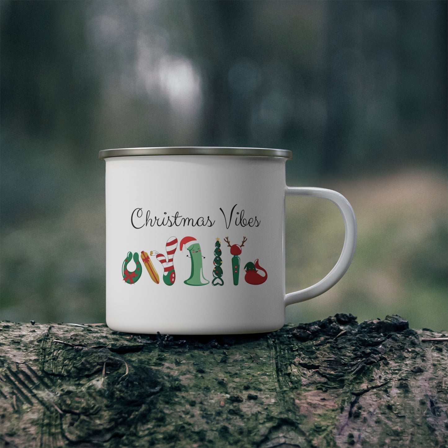 Christmas Vibes Enamel Camping Mug