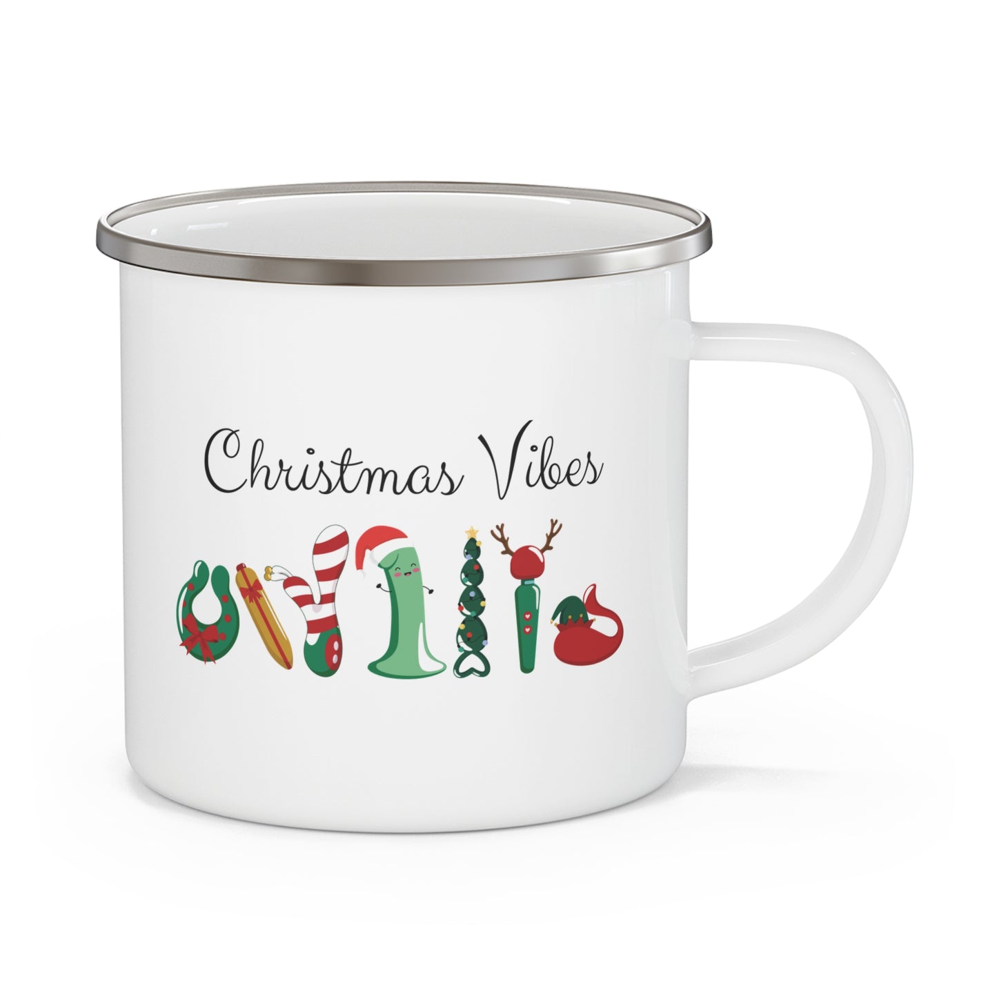 Christmas Vibes Enamel Camping Mug
